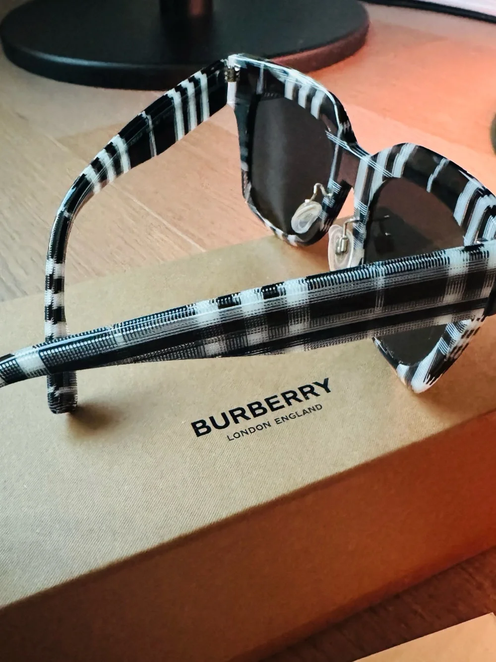Burberry 4364 399487 Check White Black Dark Gray Sunglasses
